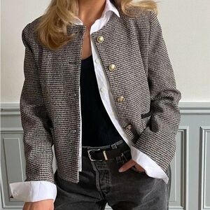 Saison Wool Houndstooth Tweed Jacket
